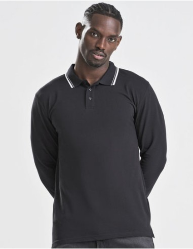 AWD-JP103-Long Sleeve Tipped 100 Polo